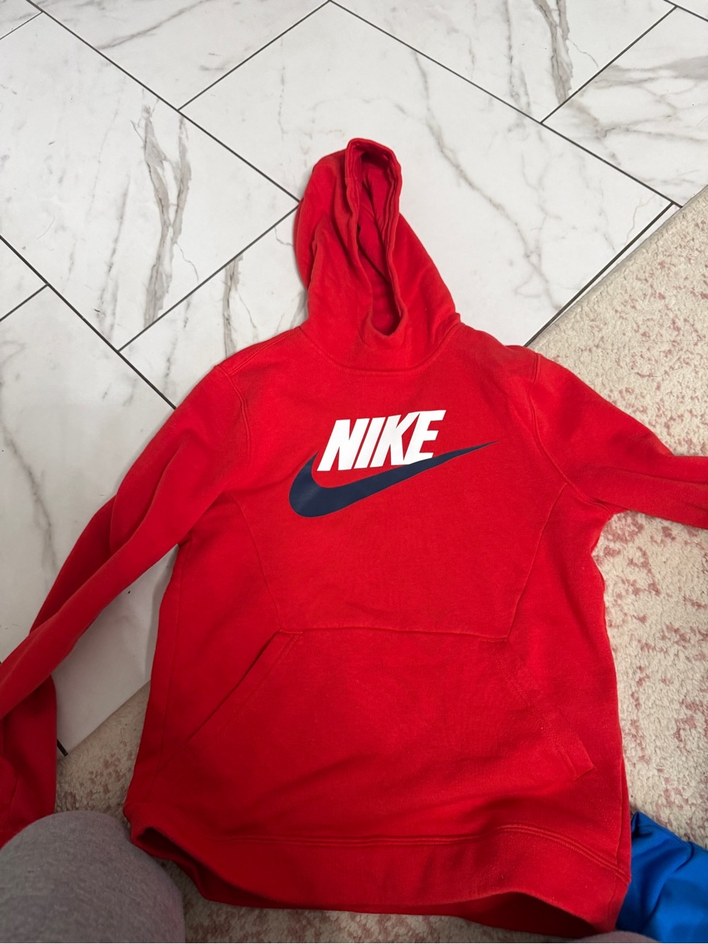 Nike Red Pullover Hoodie with Navy Swoosh
